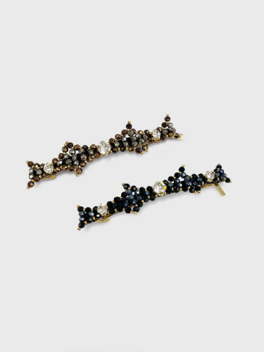 Black diamond bow side hair clip