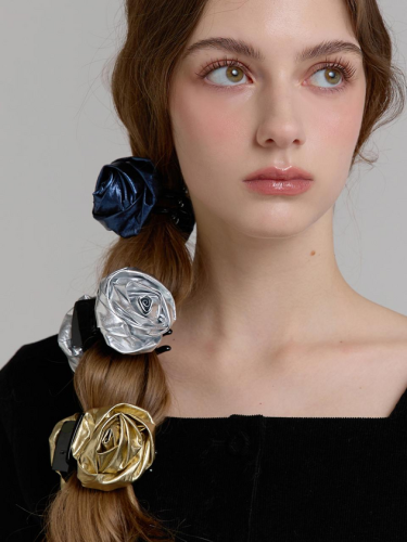 Metal Glossy Handcrafted Rose Hair Clip
