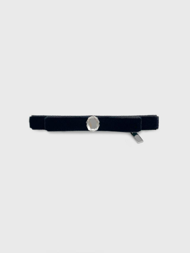 Velvet Crystal Flat Ribbon Side Hair Clip