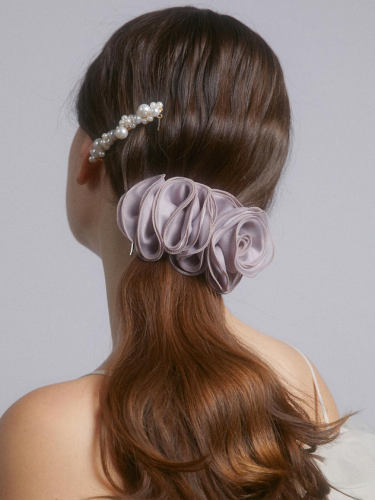 Rose Shirring Elegant Automatic Hair Pin