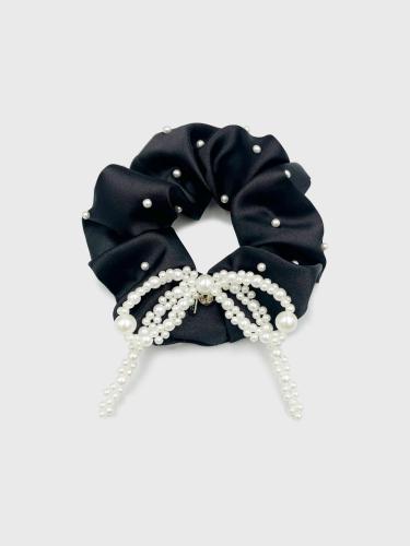 Pearl Ribbon Stone Accent Scrunchie