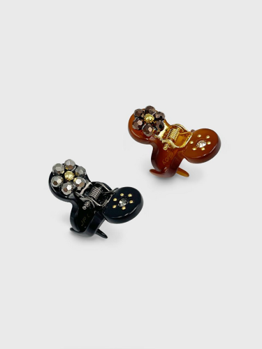 Flower Crystal Beaded Mini Hair Clip