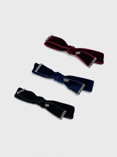 Velvet Crystal Bow Ribbon Pin