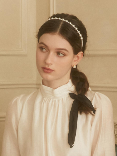 Chiffon Pearl Dual String Hairband