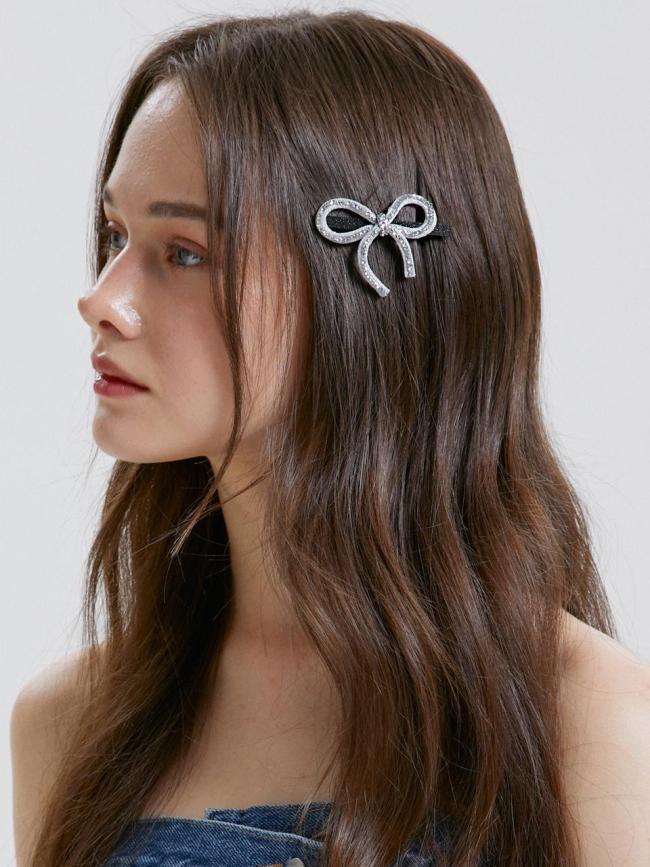 Austrian Crystal Ribbon Side Hair Clip