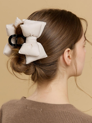 Fluffy Padded Ribbon Hair Clip