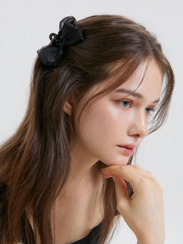Transparent mini delicate ribbon hair clip