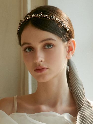 Ribbon Beaded Crystal Bow Hairband