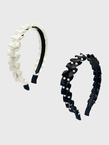 Flip Pearl Embroidered Lustrous Hairband