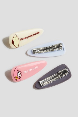 Set van 4 haarclips met print