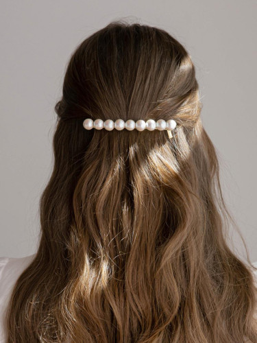 Long Cotton Pearl Automatic Pin Hair Clip