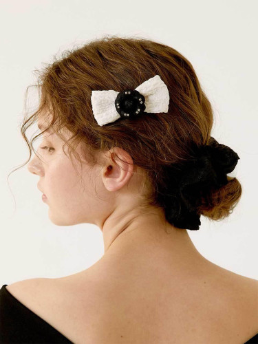 Camellia Stone Ribbon 9cm Hair Clip