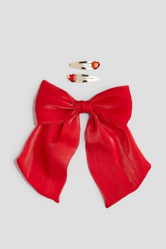 Set van 3 haarclips(Rood/hartjes)