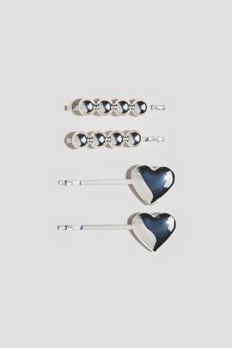 Set van 4 haarclips(Zilverkleurig)