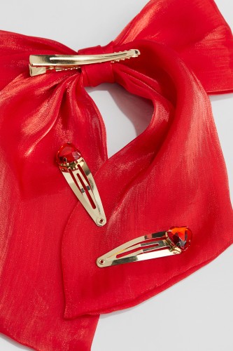 Set van 3 haarclips(Rood/hartjes)