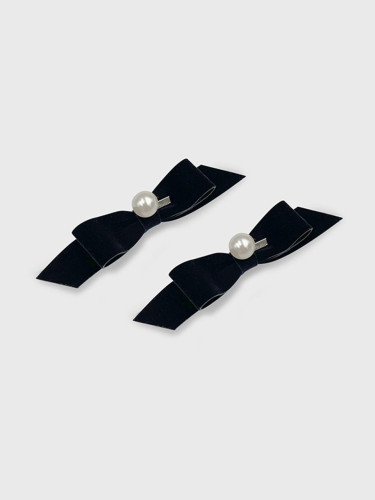 Classic Pearl Ribbon Two-Piece Suede Hair Clip
