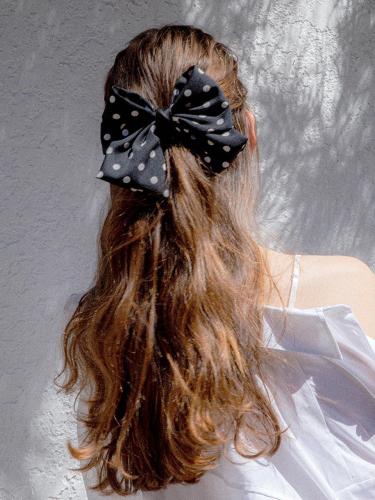 Polka Dot Ribbon Metal Hair Pin