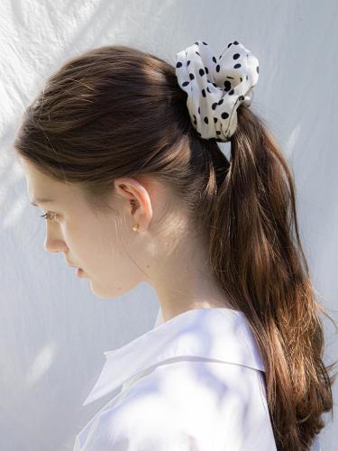 Polka Dot Polyester Hair Scrunchie