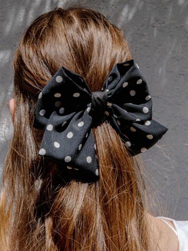 Polka Dot Ribbon Metal Hair Pin