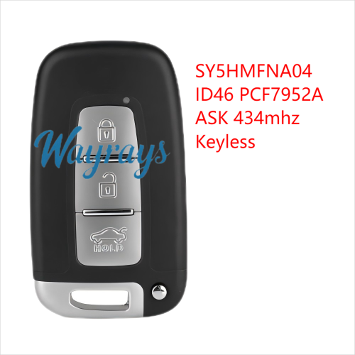 For Hyundai SY5HMFNA04 ID46 chip PCF7952A  with ASK 434mhz keyless 3/3+1 button remote key