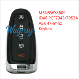 For Ford M3N5WY8609 ID46 chip PCF7945A/PCF7953A with ASK 434mhz keyless 3+1/4+1 button remote key