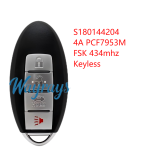 For Nissan S180144204 4A chip PCF7953M with FSK 434mhz Keyless remote key