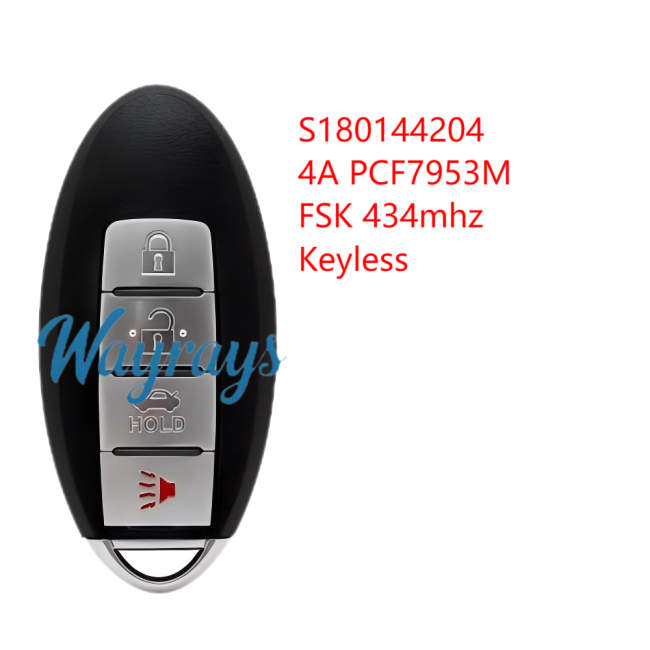 For Nissan S180144204 4A chip PCF7953M with FSK 434mhz Keyless remote key