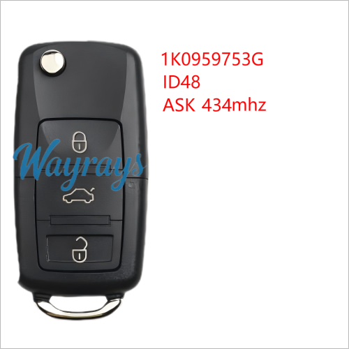 For VW 1K0959753G ID48 chip with ASK 434mhz 3 button remote key