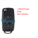 For VW 1J0959753AG ID48 chip with ASK 434mhz 2 button remote key