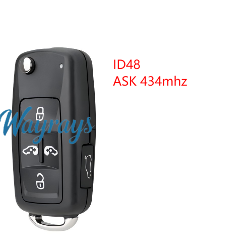 For VW 5K0837202AE ID48 chip with 434mhz 5/4+1 button remote key