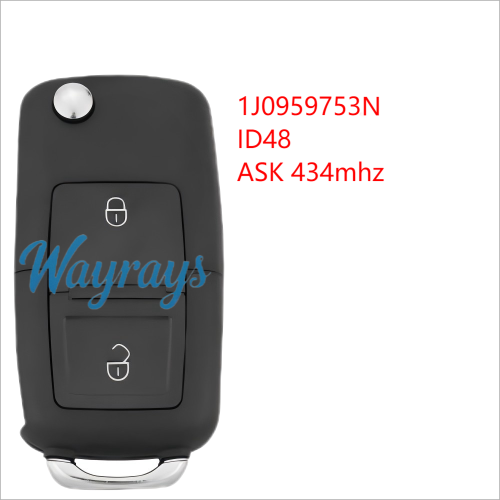 For VW 1J0 959 753 N ID48 chip with ASK 434mhz 2 button remote key