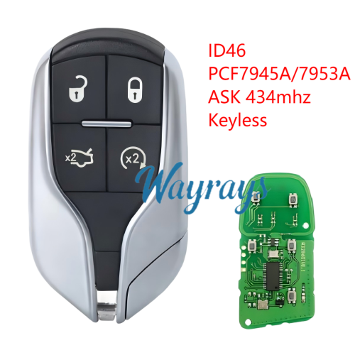 For Maserati ID46 chip PCF7945A/7953A with ASK 434mhz keyless 4 button remote key