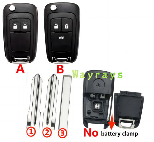 [No battery clamp] For Opel key shell with round logo place