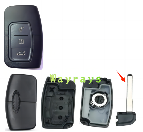 For Ford keyless key shell with emergency key blade with oval logo place
