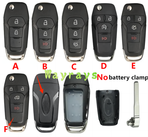 [no battery clamp] For Ford key shell with HU101 blade   with oval logo place