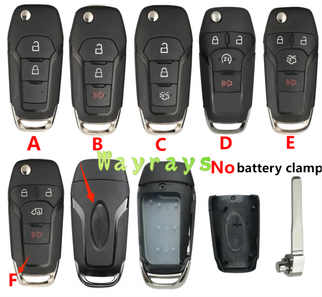 [no battery clamp] For Ford key shell with HU101 blade   with oval logo place