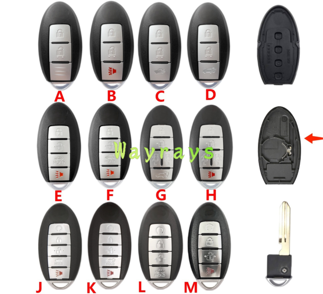 [the battery place on the left part]  For Nissan key shell without logo without light