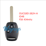 For Honda OUCG8D-382H-A ID48 chip with FSK 434mhz 2/3 button remote key