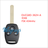 For Honda OUCG8D-382H-A ID48 chip with FSK 434mhz 2/3 button remote key