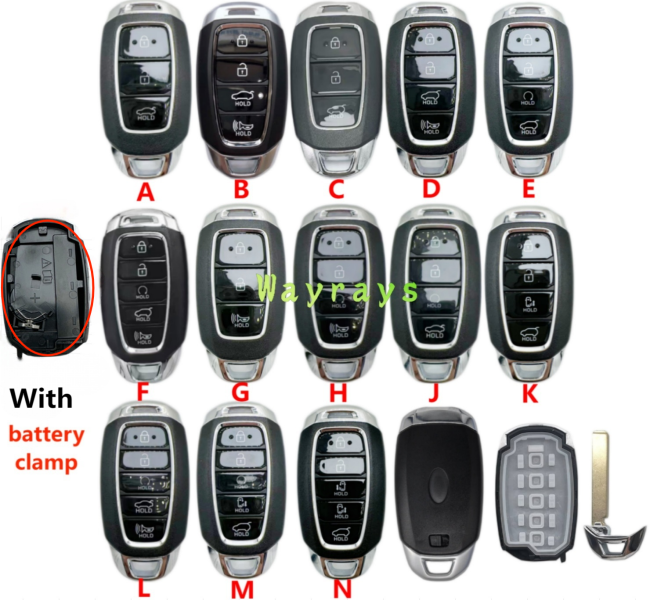 [with battery clamp] For Hyundai key shell  with oval logo place