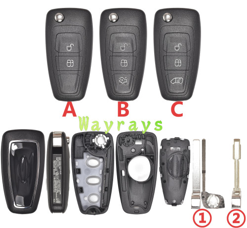 For Ford Focus Mondeo key shell with oval logo place