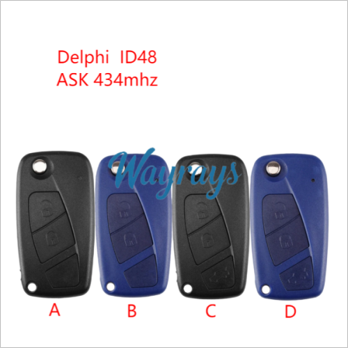 For Fiat Delphi BSI System ID48 chip with ASK 434mhz 2/3 button remote key