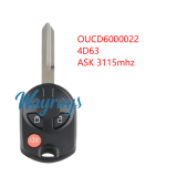 For Ford Mercury OUCD6000022 4D63 chip with ASK 315mhz 2+1/3+1 button remote key