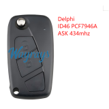 For Fiat Delphi BSI System ID46 chip PCF7946A with ASK 434mhz 2/3 button remote key
