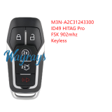 For Ford M3N-A2C31243300 ID49 chip HITAG Pro with FSK 902mhz keyless 4+1 button remote key
