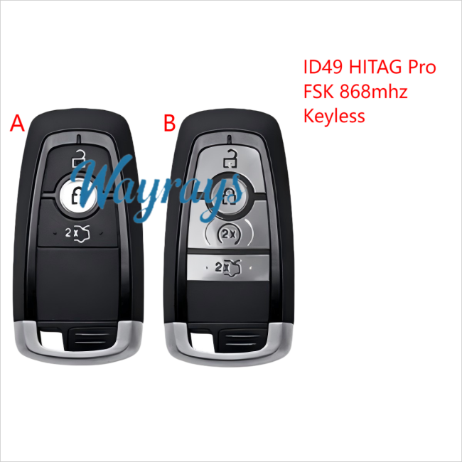 For Ford ID49 chip HITAG Pro with FSK 868mhz keyless 3/4 button remote key
