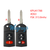 For Mazda KPU41788 4D63 chip with FSK 313.8mhz 2+1/3+1 button remote key
