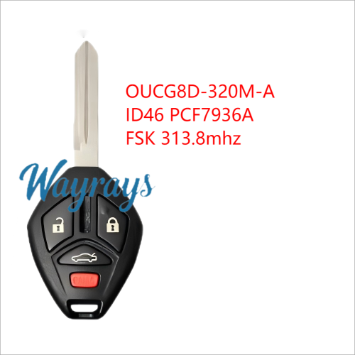 For Mitsubishi OUCG8D-620M-A ID46 chip PCF7936A with FSK 313.8mhz 2+1/3+1 button remote key