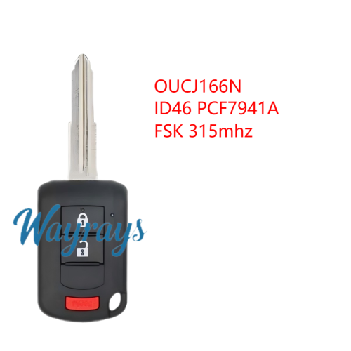 For Mitsubishi OUCJ166N 6370B944/6370B945 ID46 chip PCF7941A with FSK 315mhz 2+1/3+1 button remote key