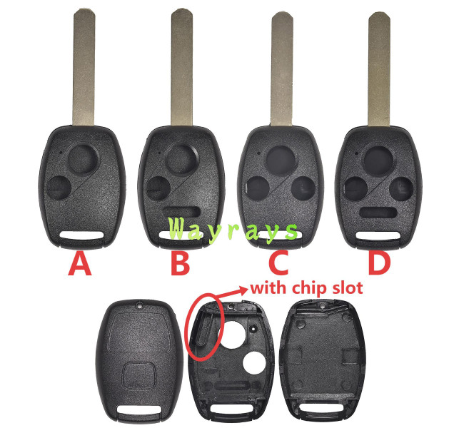 [with chip slot place] For Honda key shell with square logo place